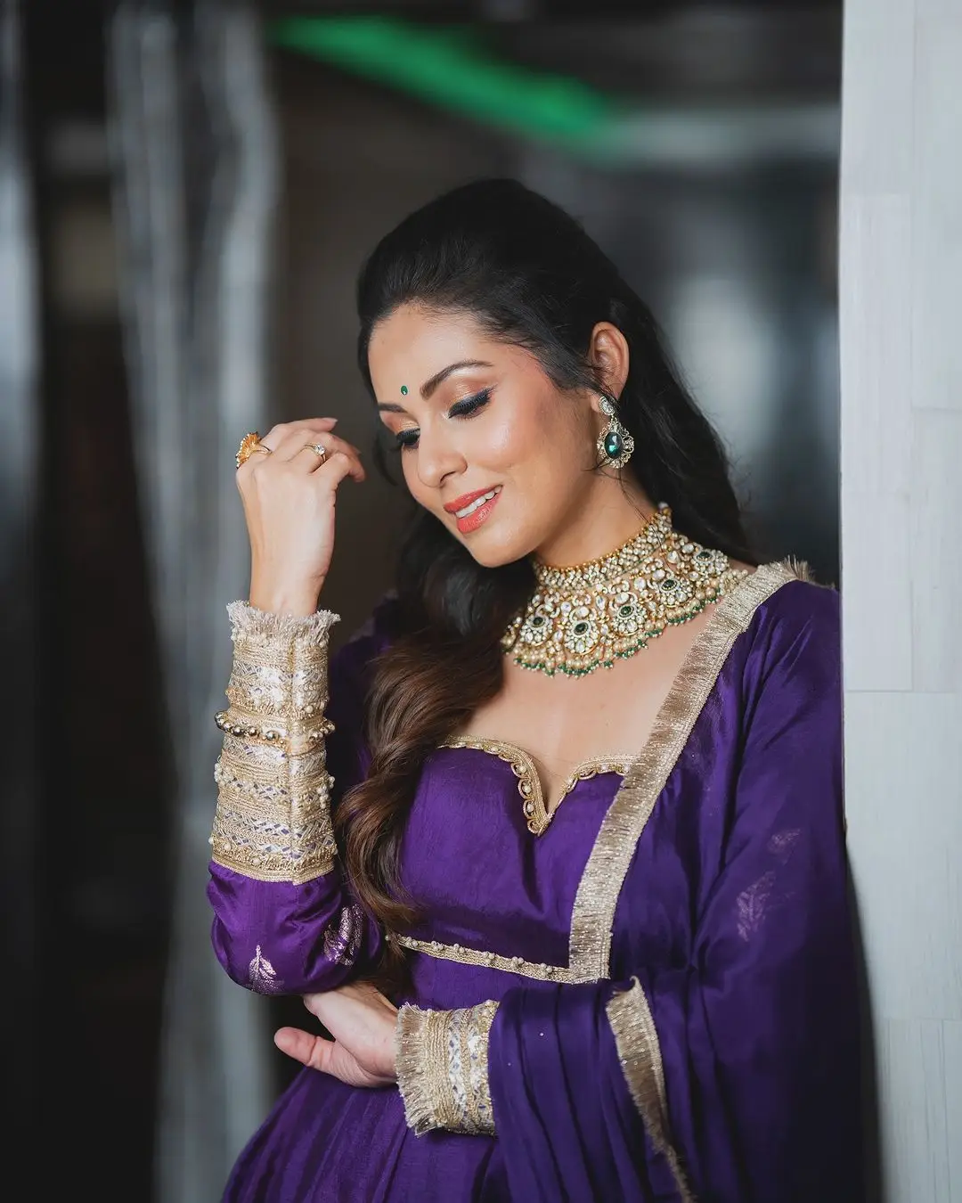 Actress Sadha In South Indian Traditional Blue Gown